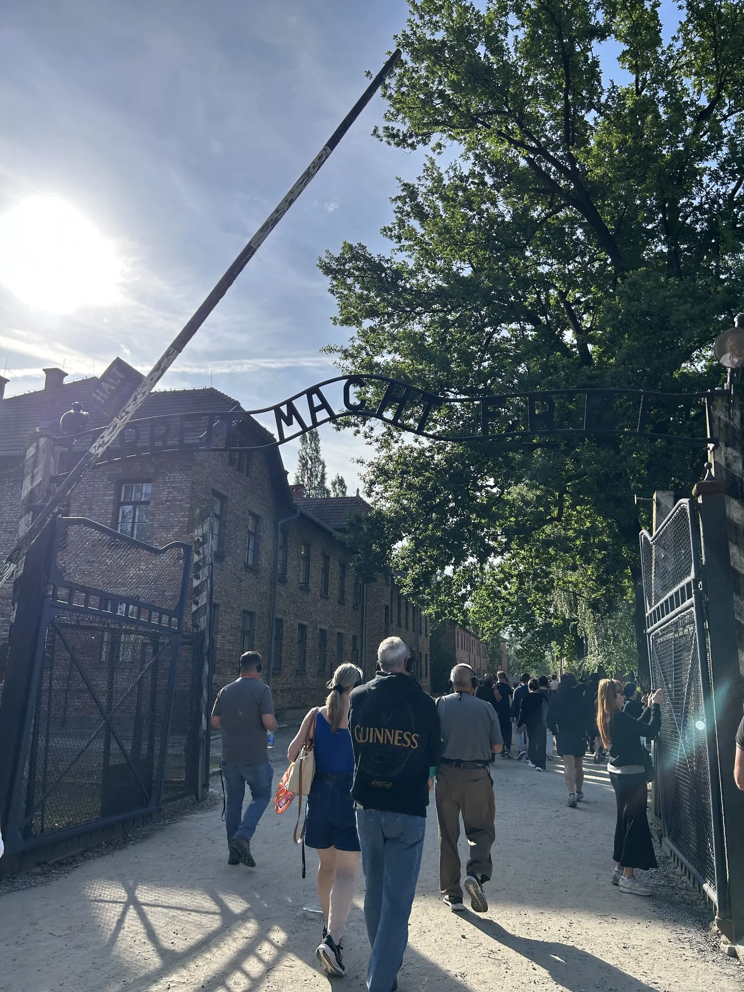 The Arbeit Macht Frei entrance gate at Auschwitz I
