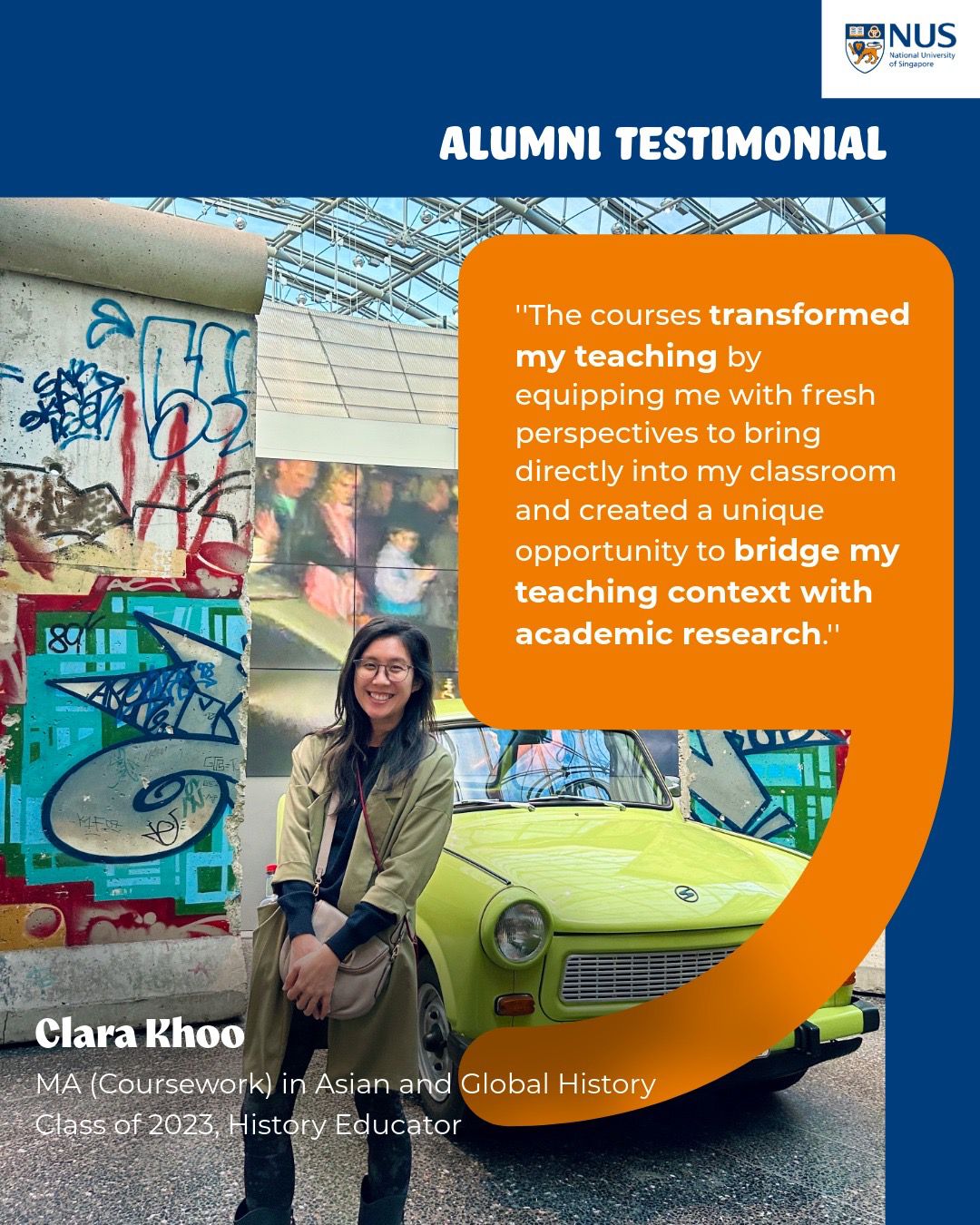 NUS Alumni Testimonial — Clara Khoo, MA (Coursework) in Asian and Global History, Class of 2023